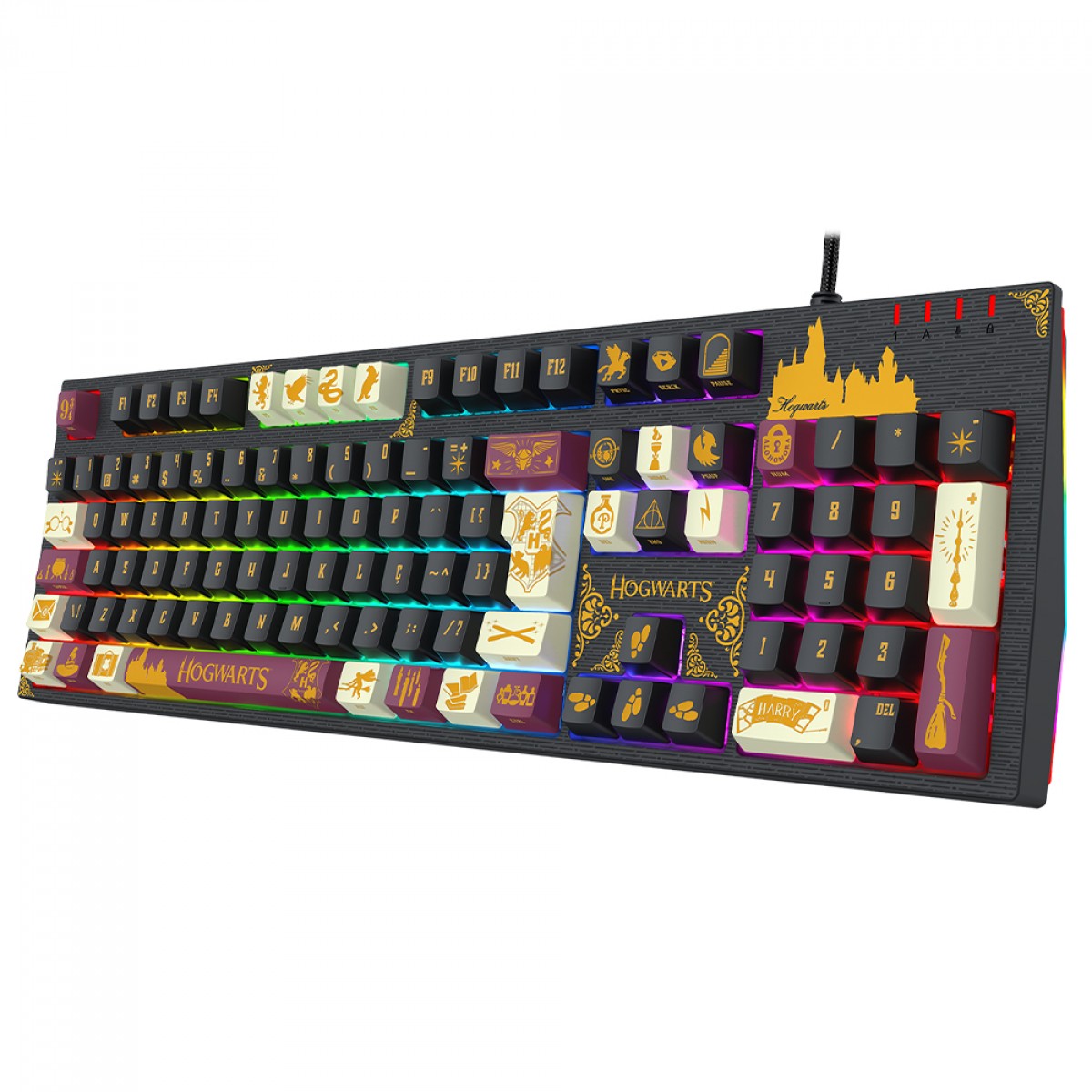 Teclado Mecânico Gamer Redragon Harry Potter Amsa Hogwart’s Special Edition, RGB, Switch Brown, ABNT2, Full Size, Preto, HP-592RGB