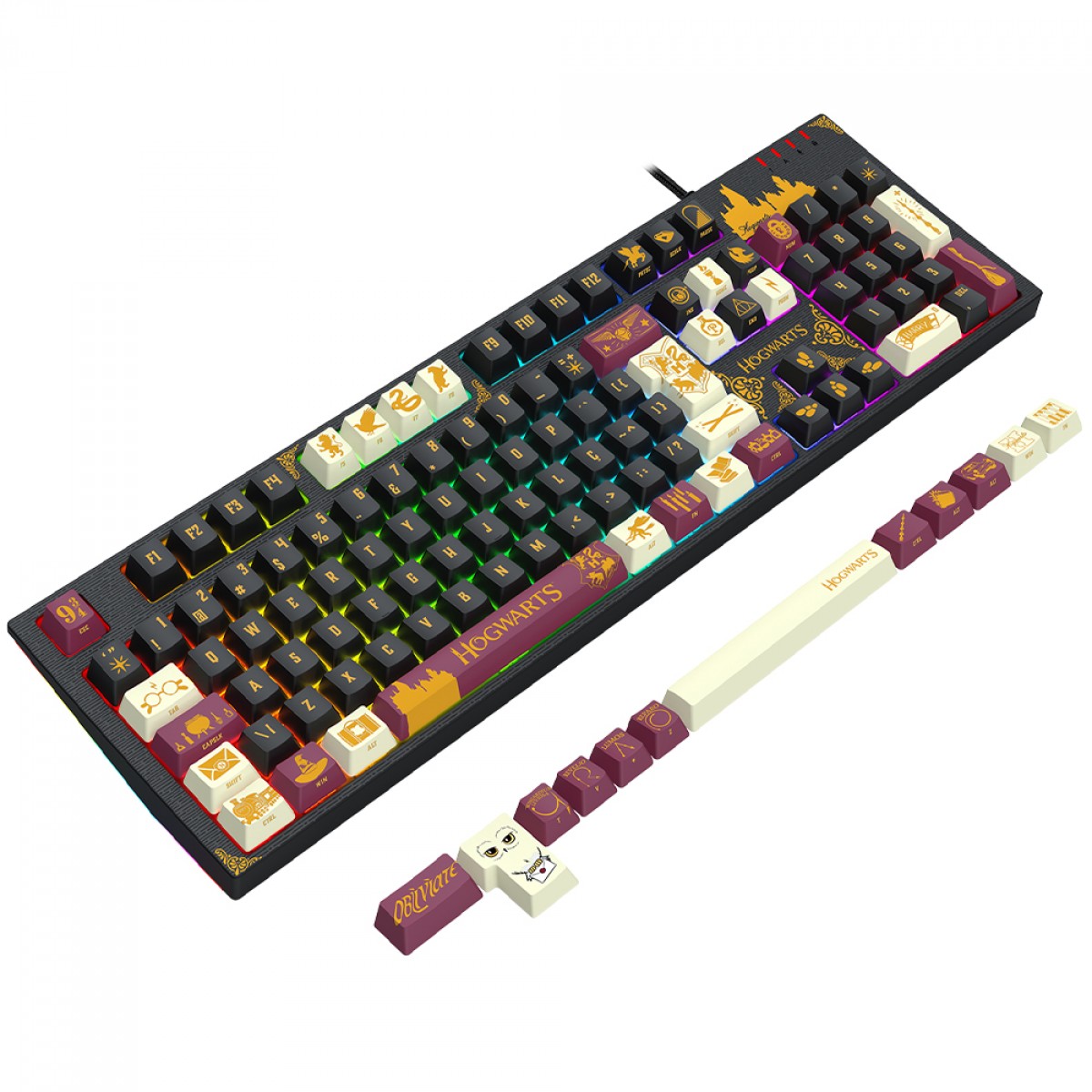 Teclado Mecânico Gamer Redragon Harry Potter Amsa Hogwart’s Special Edition, RGB, Switch Brown, ABNT2, Full Size, Preto, HP-592RGB