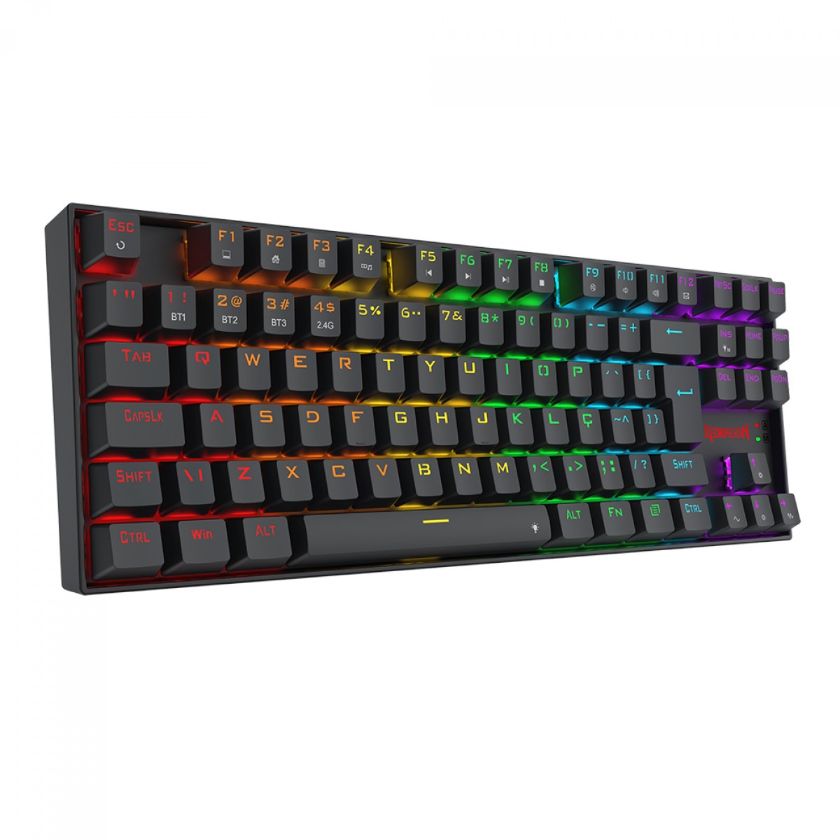 Teclado Mecânico Gamer Redragon Kumara Elite, Rainbow, Wireless/Bluetooth, Switch Brown, ABNT2, Preto, K552-KRS PT-BROWN