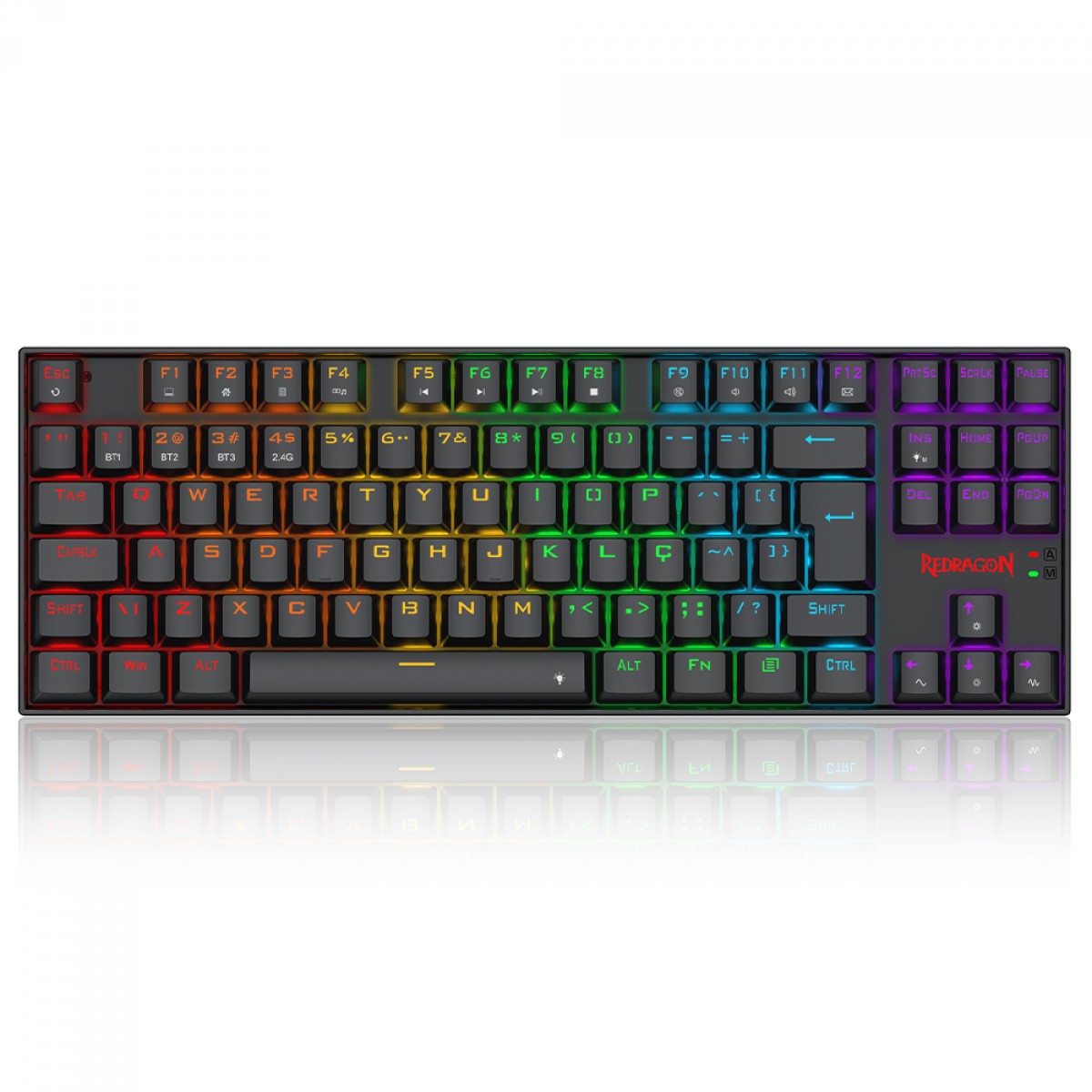 Teclado Mecânico Gamer Redragon Kumara Elite, Rainbow, Wireless/Bluetooth, Switch Brown, ABNT2, Preto, K552-KRS PT-BROWN