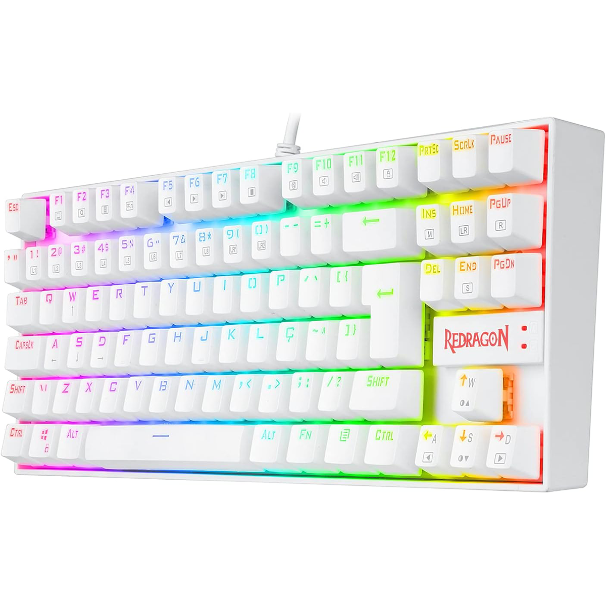 Teclado Mecânico Gamer Redragon Kumara Lunar K552, RGB, Switch Brown, ABNT, TKL, White, K552W-RGB (PT-BROWN)