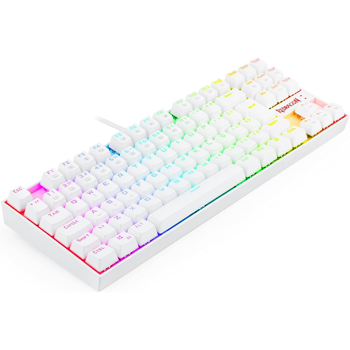 Teclado Mecânico Gamer Redragon Kumara Lunar K552, RGB, Switch Brown, ABNT, TKL, White, K552W-RGB (PT-BROWN)