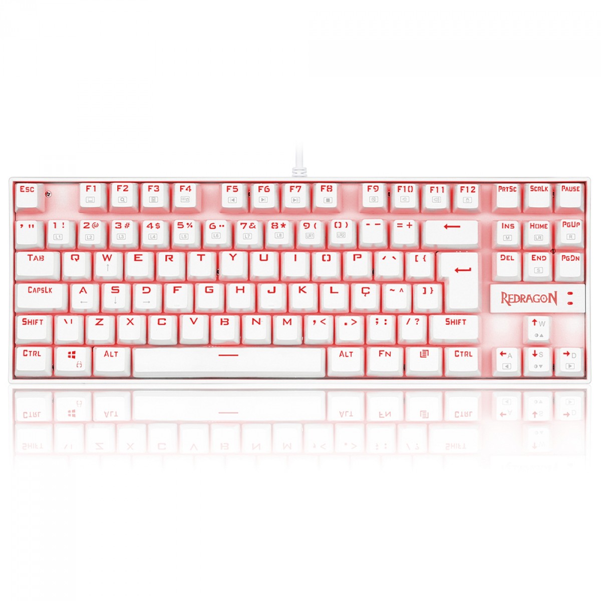 Teclado Mecânico Gamer Redragon Kumara Lunar K552, Switch Brown, Com Led, ABNT2, White
