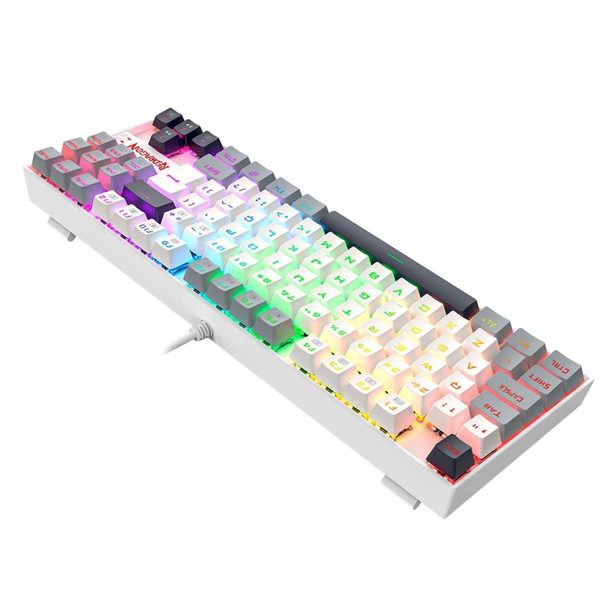 Teclado Mecânico Gamer Redragon Kumara, RGB, Switch Brown, ABNT2, Branco, Preto e Cinza, K552WGL-RGB PT-BROWN