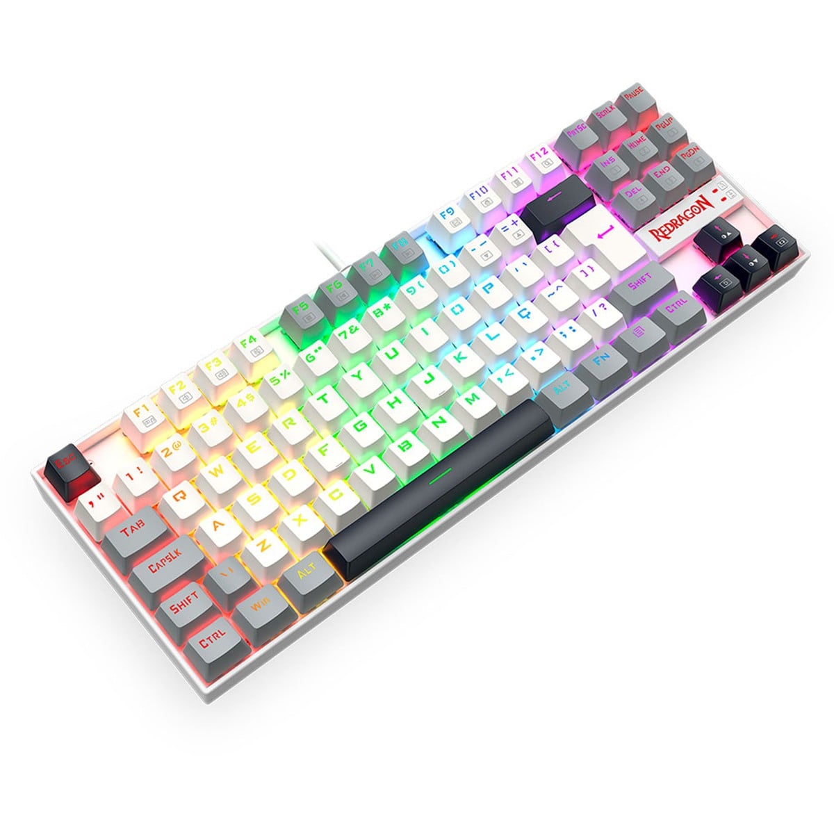 Teclado Mecânico Gamer Redragon Kumara, RGB, Switch Brown, ABNT2, Branco, Preto e Cinza, K552WGL-RGB PT-BROWN