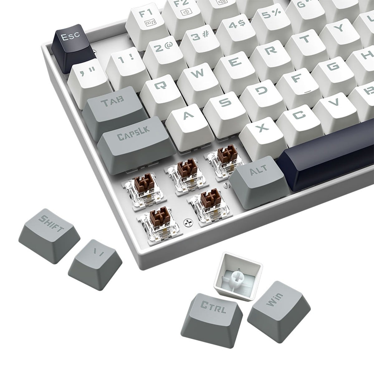 Teclado Mecânico Gamer Redragon Kumara, RGB, Switch Brown, ABNT2, Branco, Preto e Cinza, K552WGL-RGB PT-BROWN