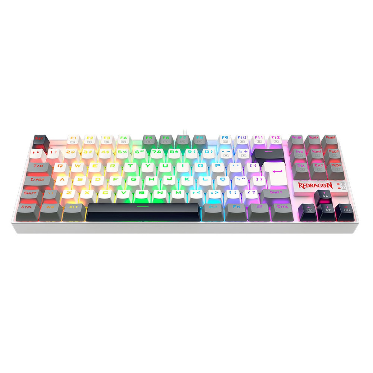 Teclado Mecânico Gamer Redragon Kumara, RGB, Switch Brown, ABNT2, Branco, Preto e Cinza, K552WGL-RGB PT-BROWN