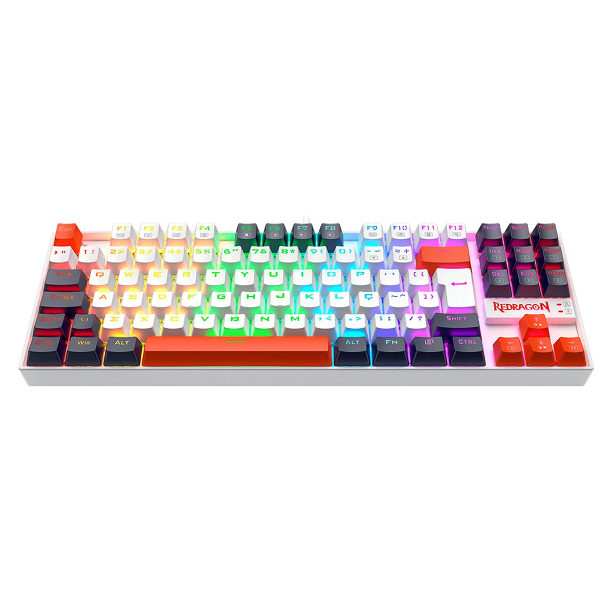 Teclado Mecânico Gamer Redragon Kumara, RGB, Switch Brown, ABNT2, Branco, Preto e Vermelho, K552WLR-RGB PT-BROWN