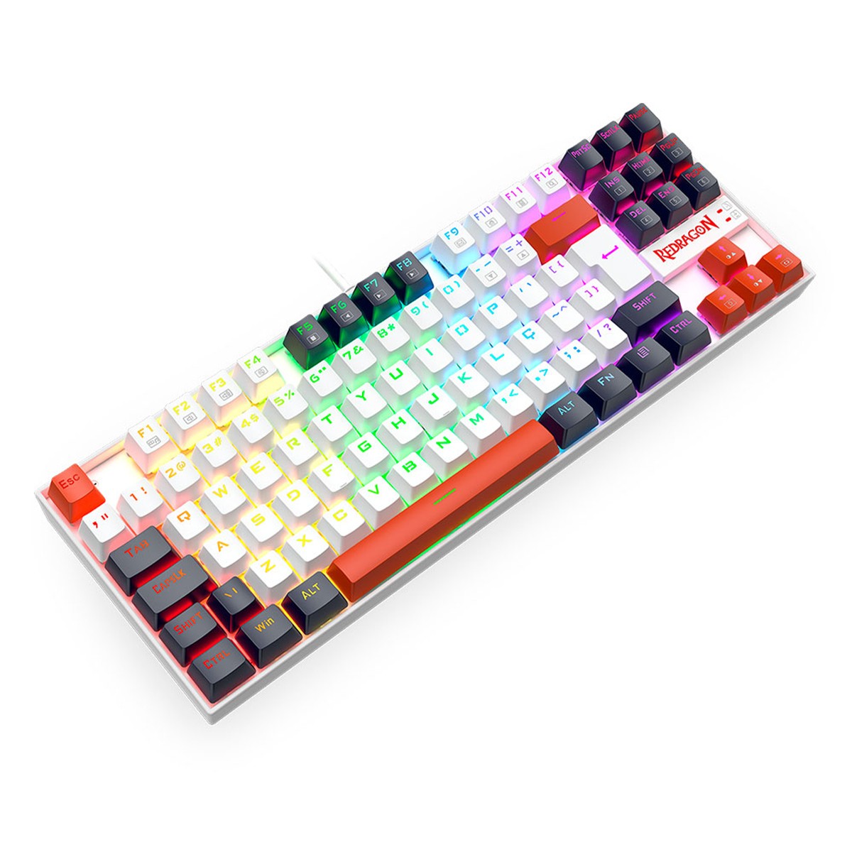 Teclado Mecânico Gamer Redragon Kumara, RGB, Switch Brown, ABNT2, Branco, Preto e Vermelho, K552WLR-RGB PT-BROWN