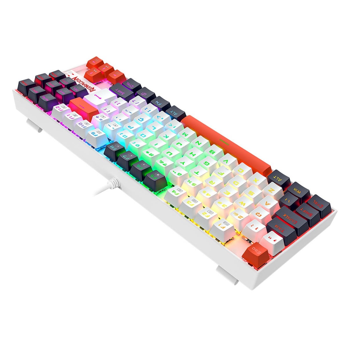 Teclado Mecânico Gamer Redragon Kumara, RGB, Switch Brown, ABNT2, Branco, Preto e Vermelho, K552WLR-RGB PT-BROWN