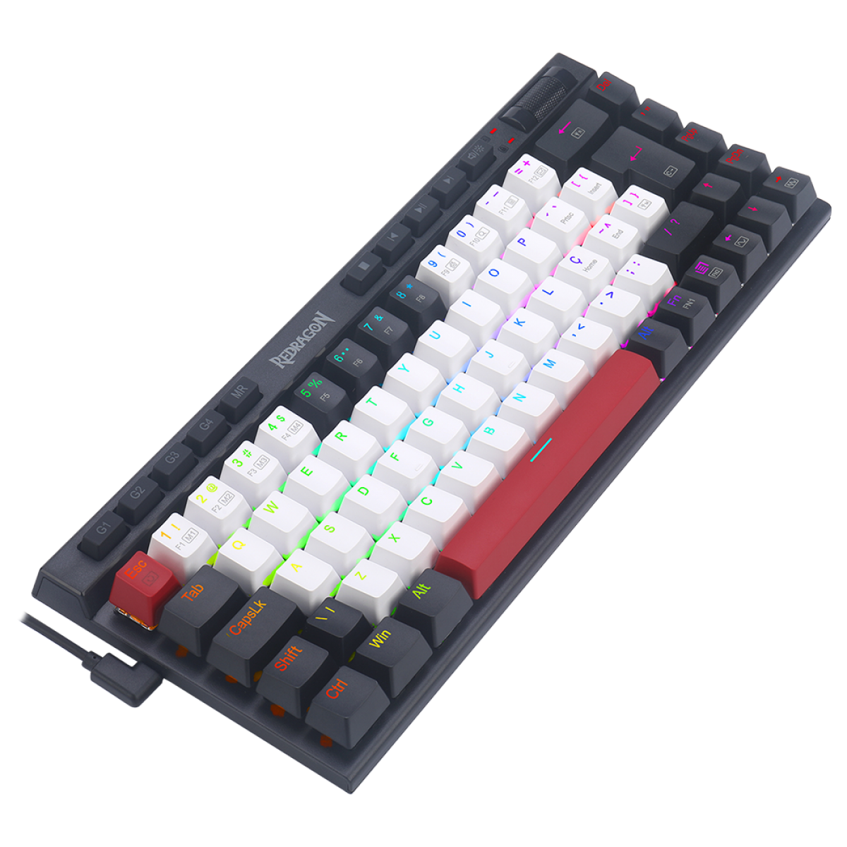 Teclado Mecânico Gamer Redragon Magic Wand, RGB, Switch Brown, ABNT2, Branco Preto e Vermelho, K635WBR-RGB (PT-BROWN)