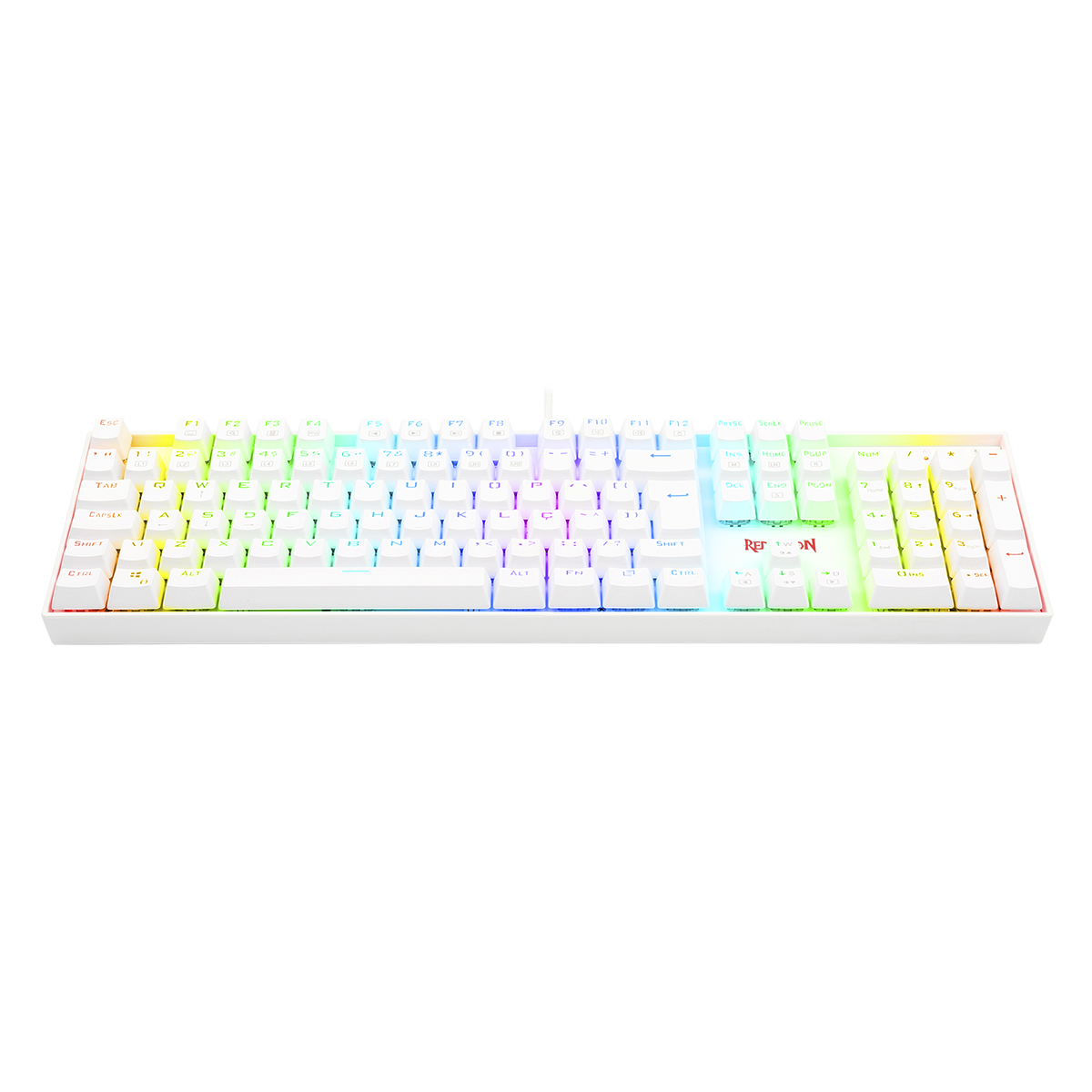 Teclado Mecânico Gamer Redragon Mitra Lunar K551W, RGB, Switch Blue, ABNT2, Full-Size, White, K551W-RGB (PT-BLUE)