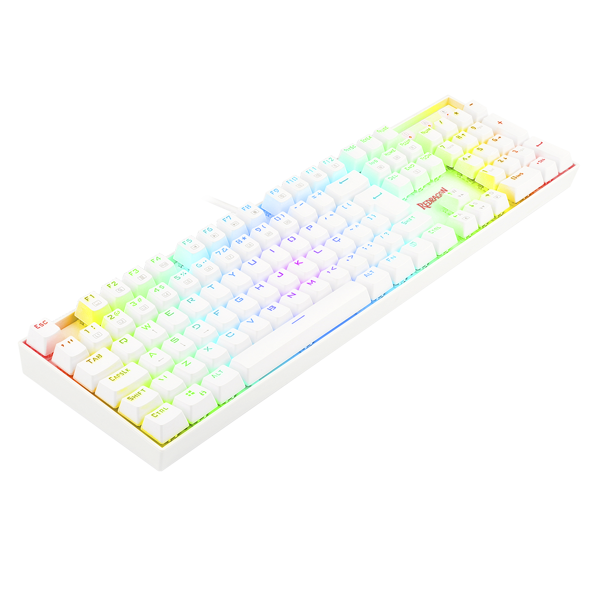 Teclado Mecânico Gamer Redragon Mitra Lunar K551W, RGB, Switch Blue, ABNT2, Full-Size, White, K551W-RGB (PT-BLUE)