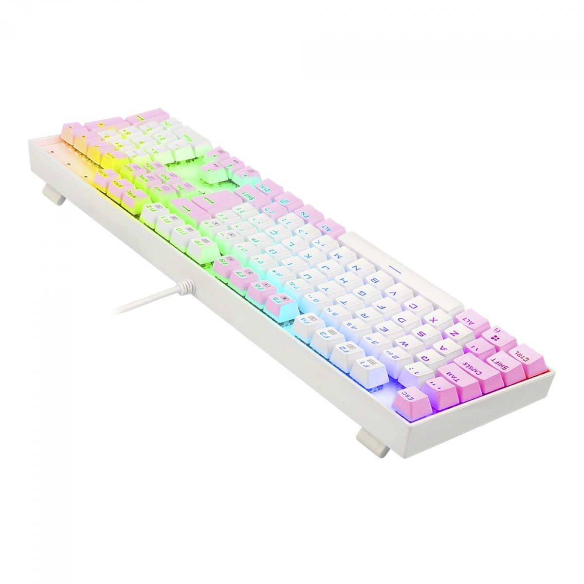 Teclado Mecânico Gamer Redragon Mitra, Switch Brown, ABNT2, RGB, White/Pink, K551WP-RGB (PT-BROWN) - Open Box SOMENTE MARCAS DE USO