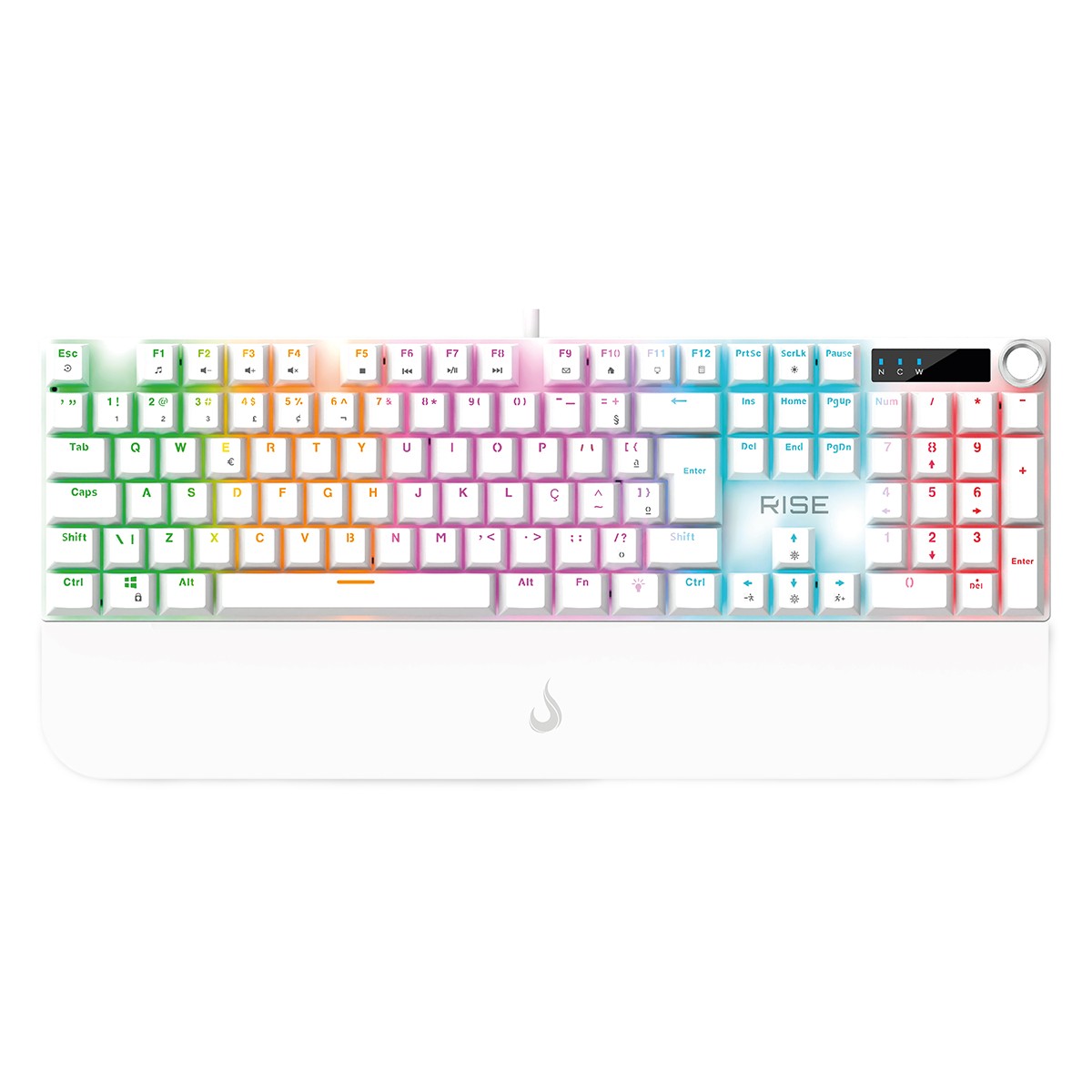 Teclado Mecânico Gamer Rise Mode Kyron, RGB, USB, Switch Rise Core, ABNT2, Branco, RM-TCM-KYN-W