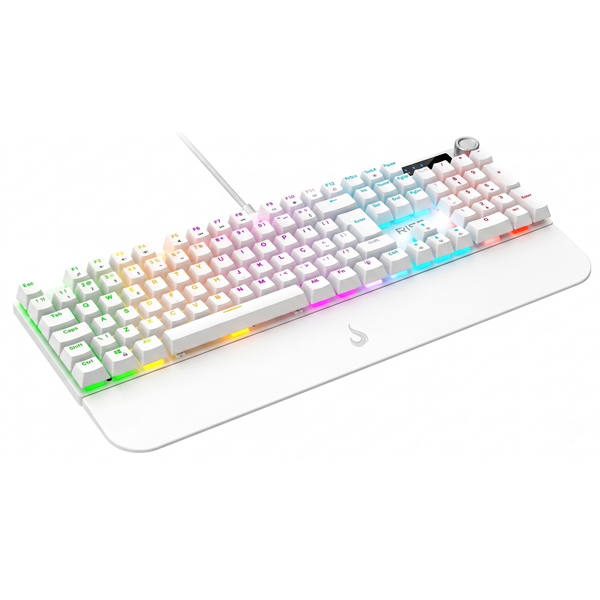 Teclado Mecânico Gamer Rise Mode Kyron, RGB, USB, Switch Rise Core, ABNT2, Branco, RM-TCM-KYN-W