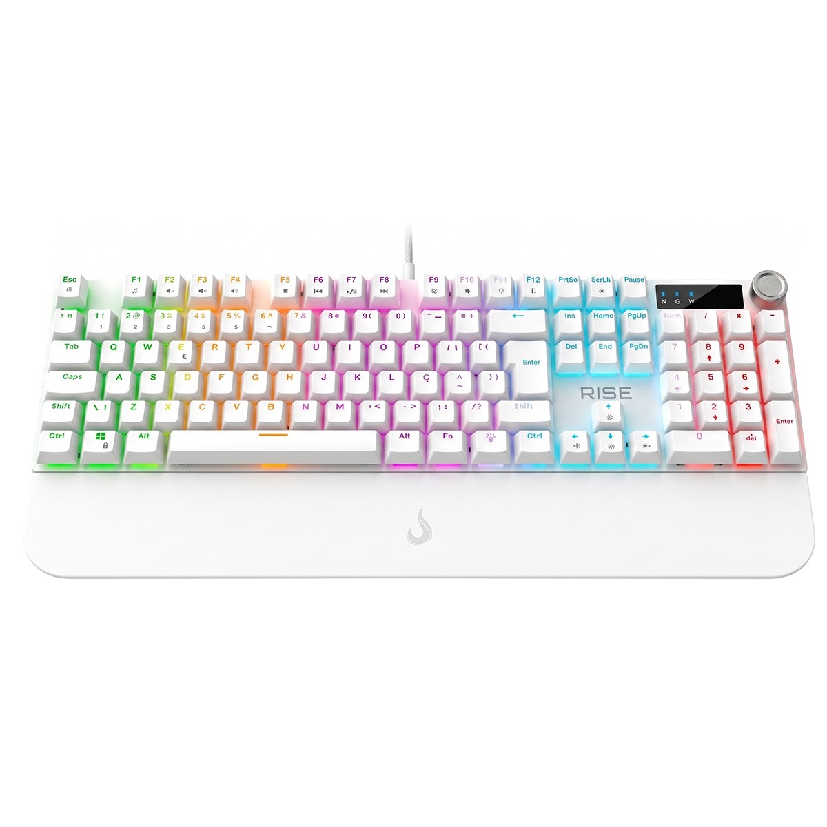 Teclado Mecânico Gamer Rise Mode Kyron, RGB, USB, Switch Rise Core, ABNT2, Branco, RM-TCM-KYN-W