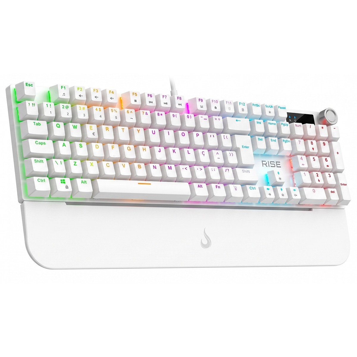 Teclado Mecânico Gamer Rise Mode Kyron, RGB, USB, Switch Rise Core, ABNT2, Branco, RM-TCM-KYN-W