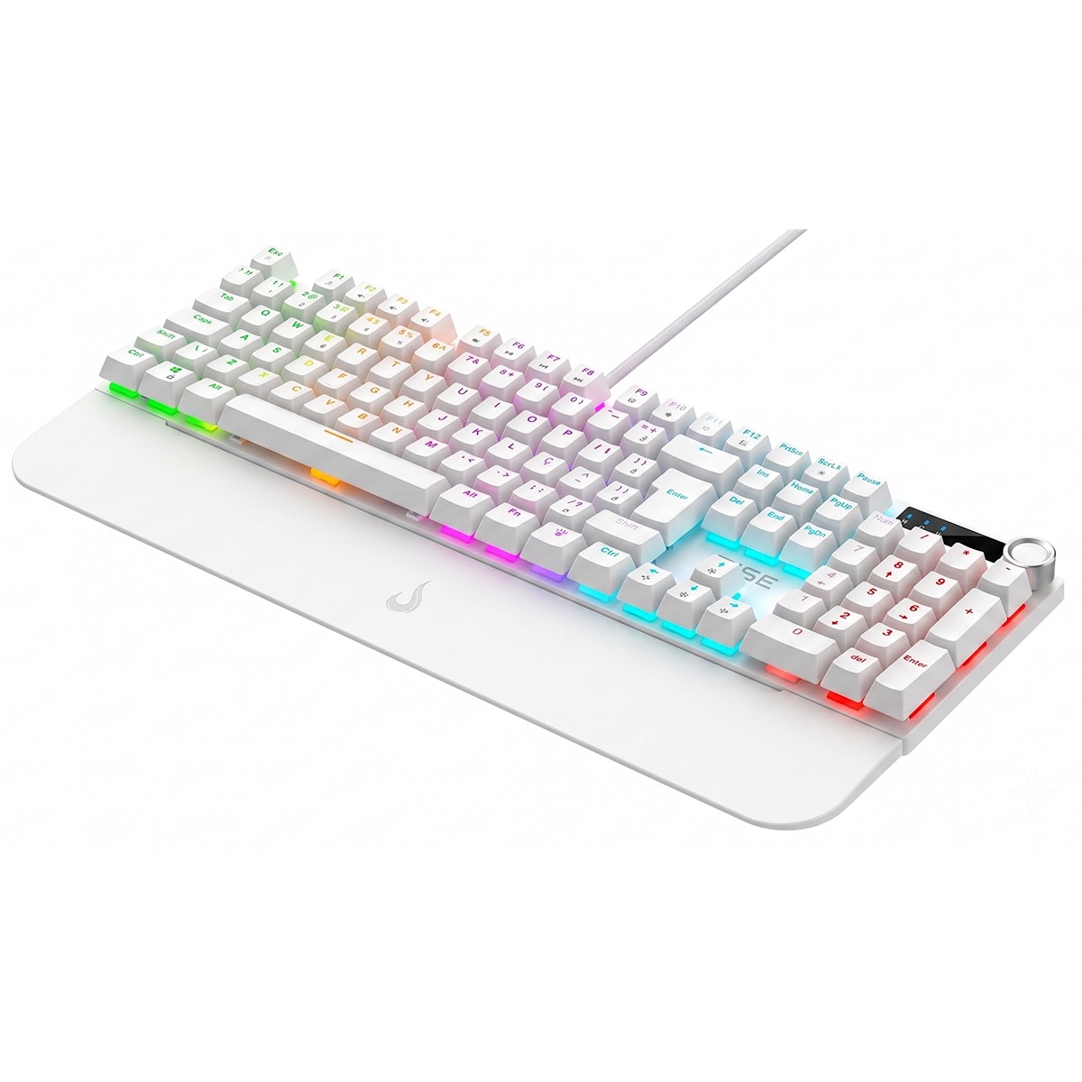 Teclado Mecânico Gamer Rise Mode Kyron, RGB, USB, Switch Rise Core, ABNT2, Branco, RM-TCM-KYN-W