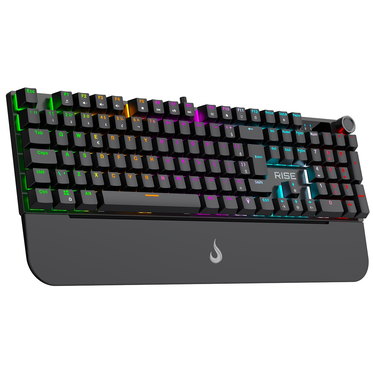 Teclado Mecânico Gamer Rise Mode Kyron, RGB, USB, Switch Rise Core, ABNT2, Preto, RM-TCM-KYN-B