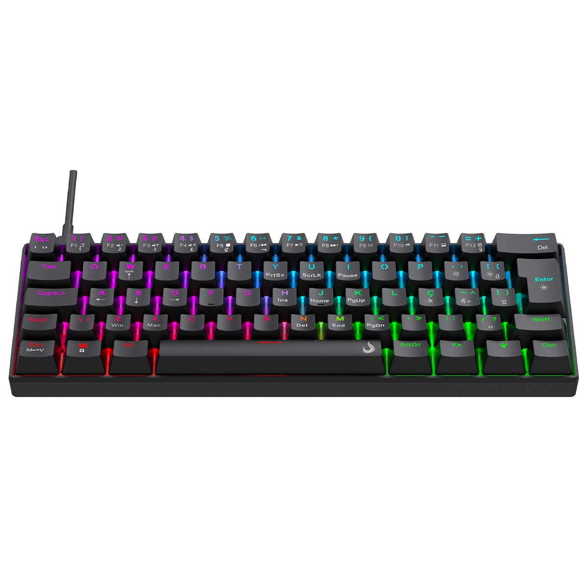 Teclado Mecânico Gamer Rise Mode Nova 02, RGB, USB, Switch Rise Core, 60%, Preto, RM-TCM-NV02-B