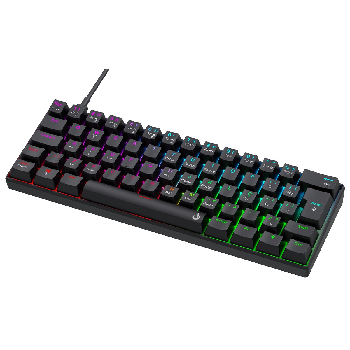 Teclado Mecânico Gamer Rise Mode Nova 02, RGB, USB, Switch Rise Core, 60%, Preto, RM-TCM-NV02-B