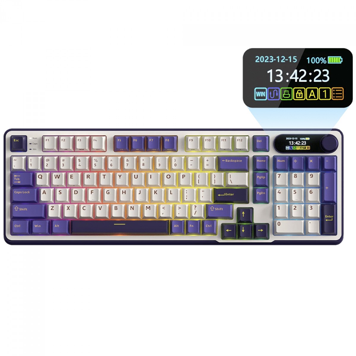 Teclado Mecânico Gamer Royal Kludge RK S98, Wireless/Bluetooth, RGB, Switch Brown, ANSI, Blackberry Mousse, RKS98-BL-BW-US-WL