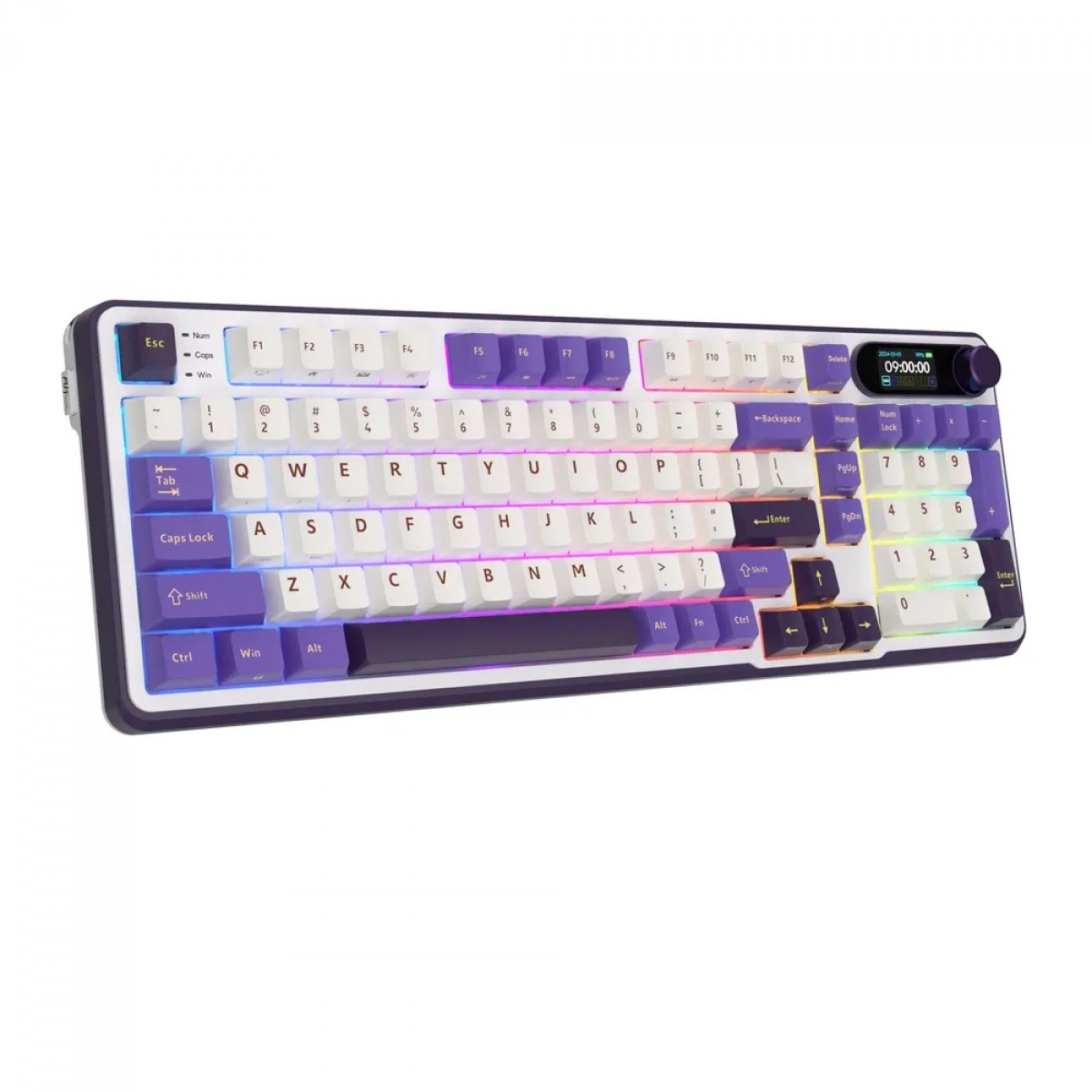 Teclado Mecânico Gamer Royal Kludge RK S98, Wireless/Bluetooth, RGB, Switch Brown, ANSI, Blackberry Mousse, RKS98-BL-BW-US-WL