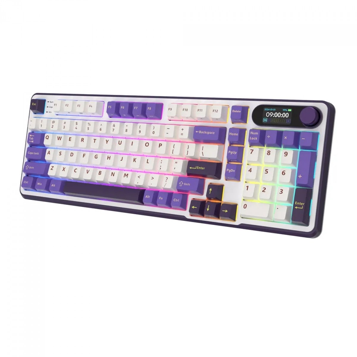 Teclado Mecânico Gamer Royal Kludge RK S98, Wireless/Bluetooth, RGB, Switch Brown, ANSI, Blackberry Mousse, RKS98-BL-BW-US-WL