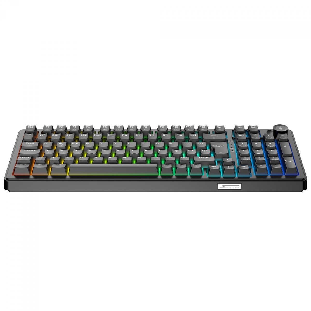 Teclado Mecânico Gamer SuperFrame Phantom, RGB, Wireless/Bluetooth, Switch KTT WineRed Linear, ABNT2, Preto, SF-KB-PHKTFSBRTAB