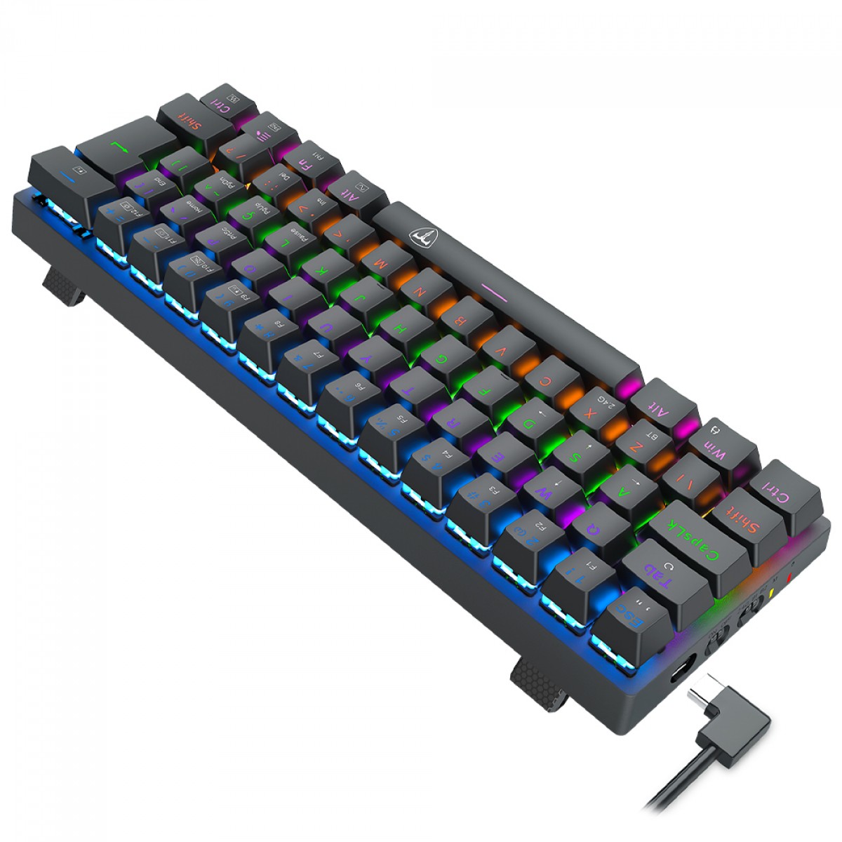 Teclado Mecânico Gamer T-Dagger Arena Pro, Rainbow, Wireless/Bluetooth, Switch Brown, 60%, ABNT2, Preto, T-TGK321PRO-BR PT