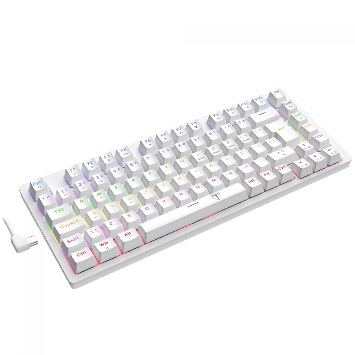 Teclado Mecânico Gamer T-Dagger Megatre, Rainbow, Switch Brown, 75%, ABNT2, Branco, T-TGK326W-BR
