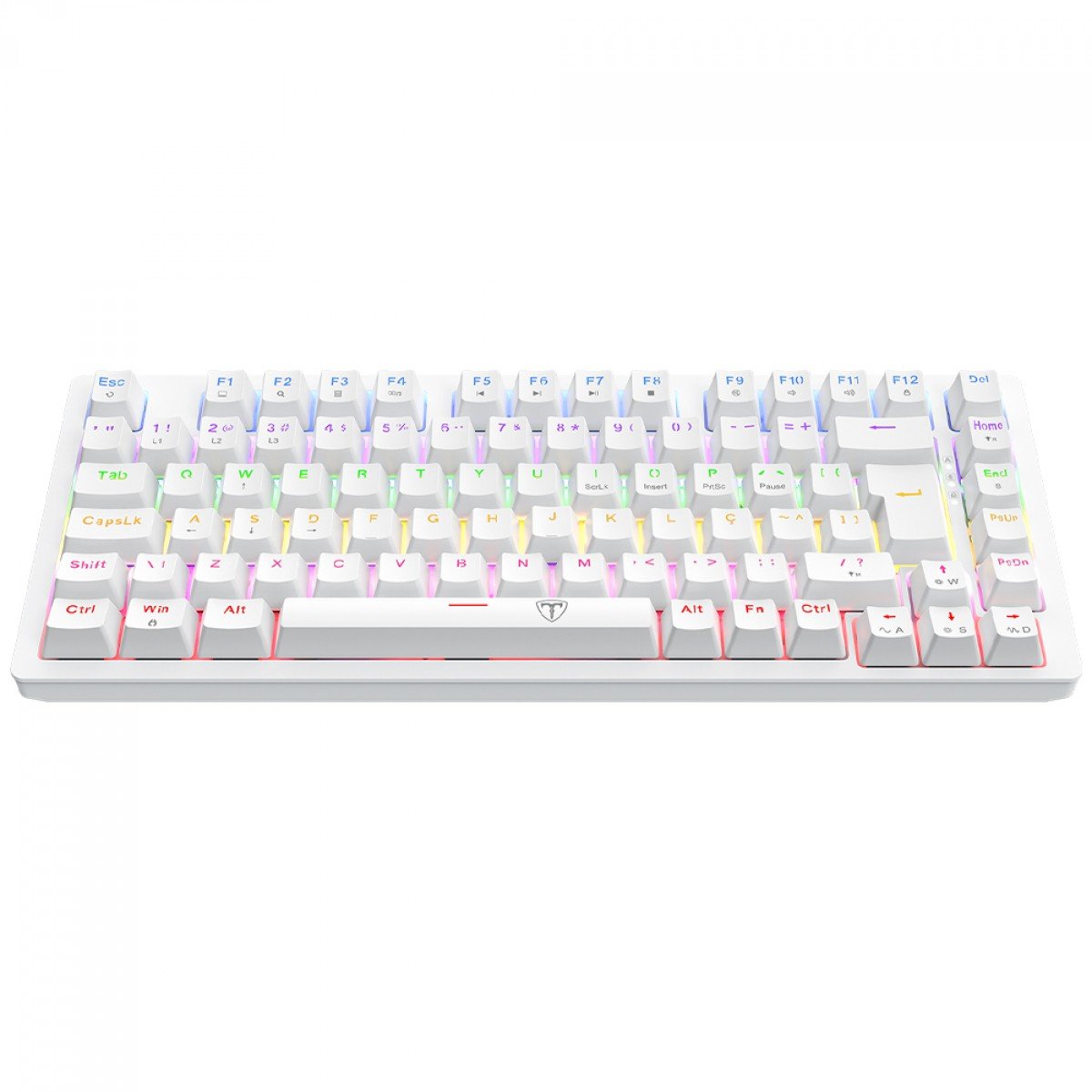 Teclado Mecânico Gamer T-Dagger Megatre, Rainbow, Switch Brown, 75%, ABNT2, Branco, T-TGK326W-BR
