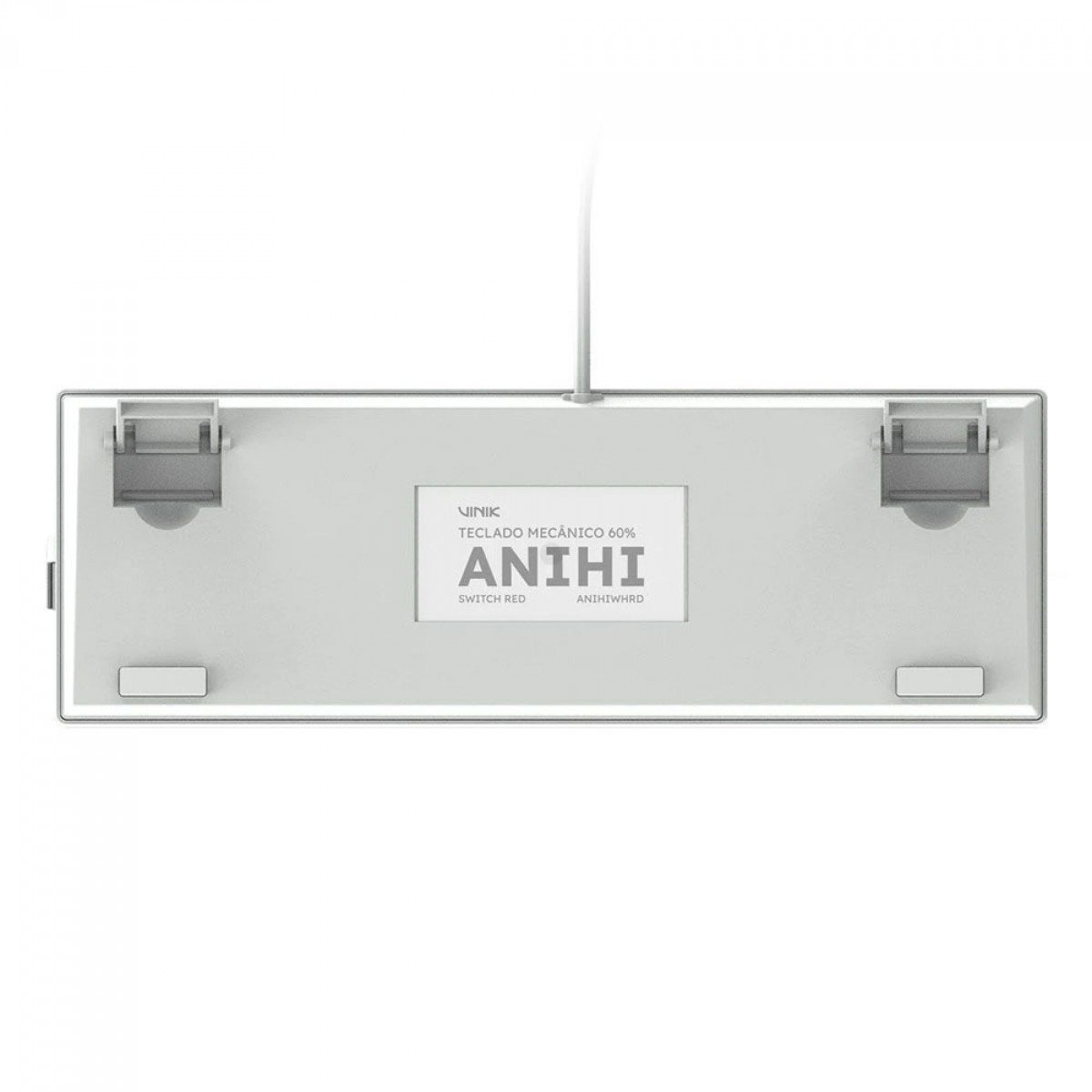 Teclado Mecânico Gamer Vinik Anihi, 60%, Switch Red, Rainbow, ABNT2, Branco, ANIHIWHRD