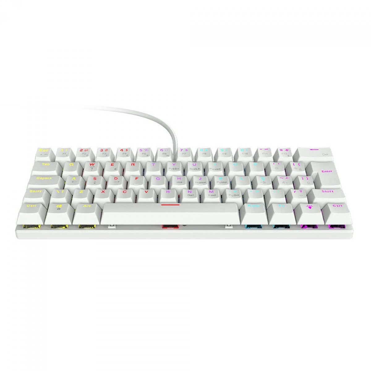 Teclado Mecânico Gamer Vinik Anihi, 60%, Switch Red, Rainbow, ABNT2, Branco, ANIHIWHRD