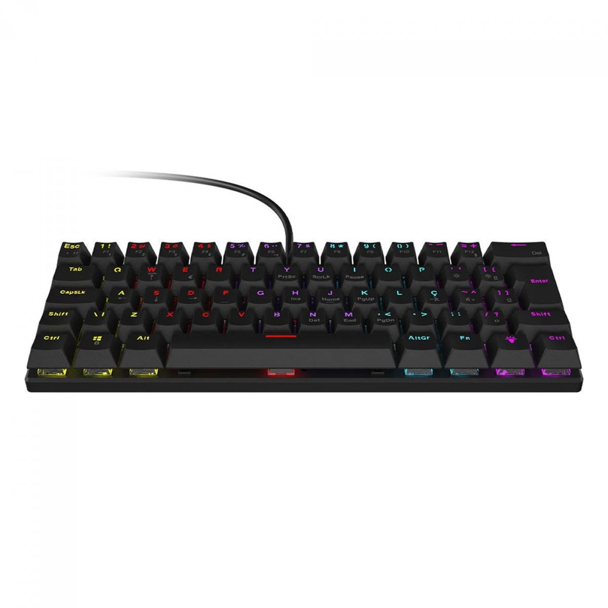 Teclado Mecânico Gamer Vinik Anihi, 60%, Switch Red, Rainbow, ABNT2, Preto, ANIHIBKRD