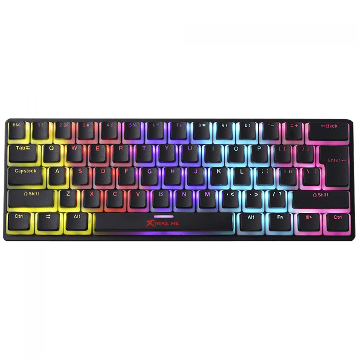 Teclado Mecânico Gamer Xtrike Me GK-985P Pudding, Rainbow, Switch Blue, ISO, 60%, Preto