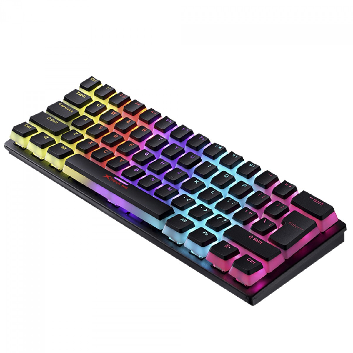 Teclado Mecânico Gamer Xtrike Me GK-985P Pudding, Rainbow, Switch Blue, ISO, 60%, Preto
