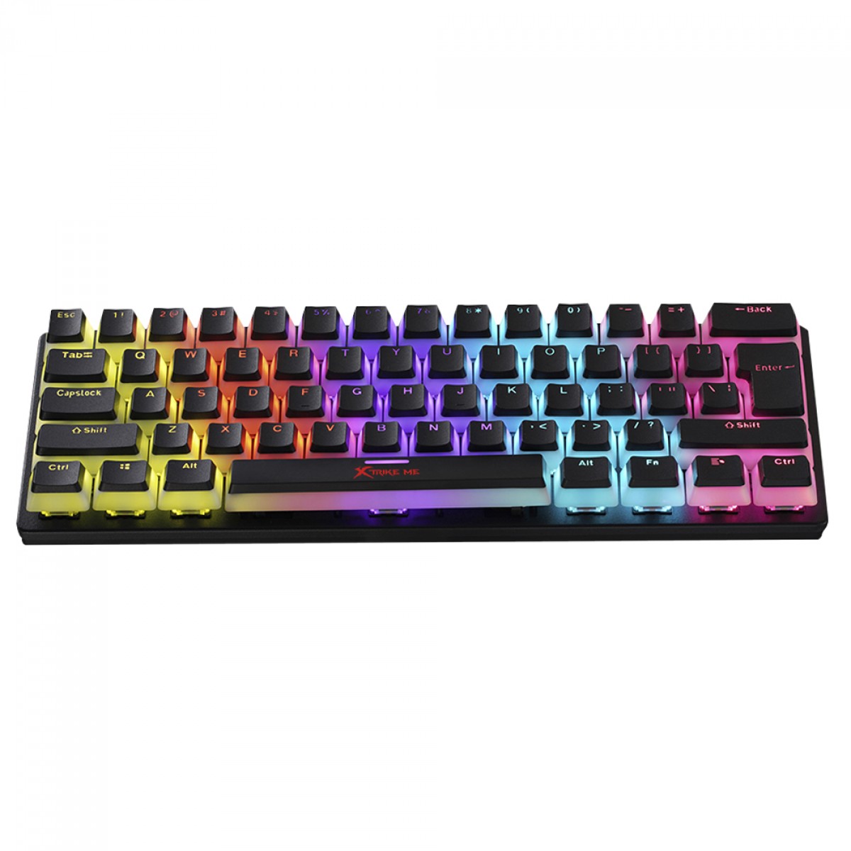 Teclado Mecânico Gamer Xtrike Me GK-985P Pudding, Rainbow, Switch Blue, ISO, 60%, Preto