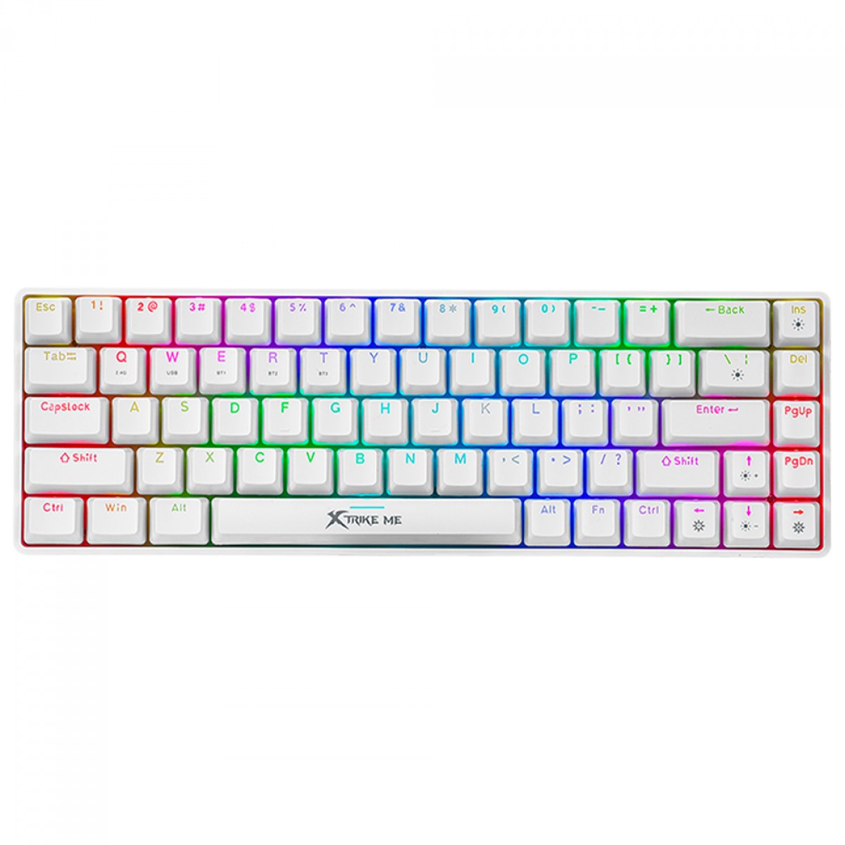 Teclado Mecânico Gamer Xtrike Me GK-995W, Wireless/Bluetooth, RGB, ANSI, 60%, Branco