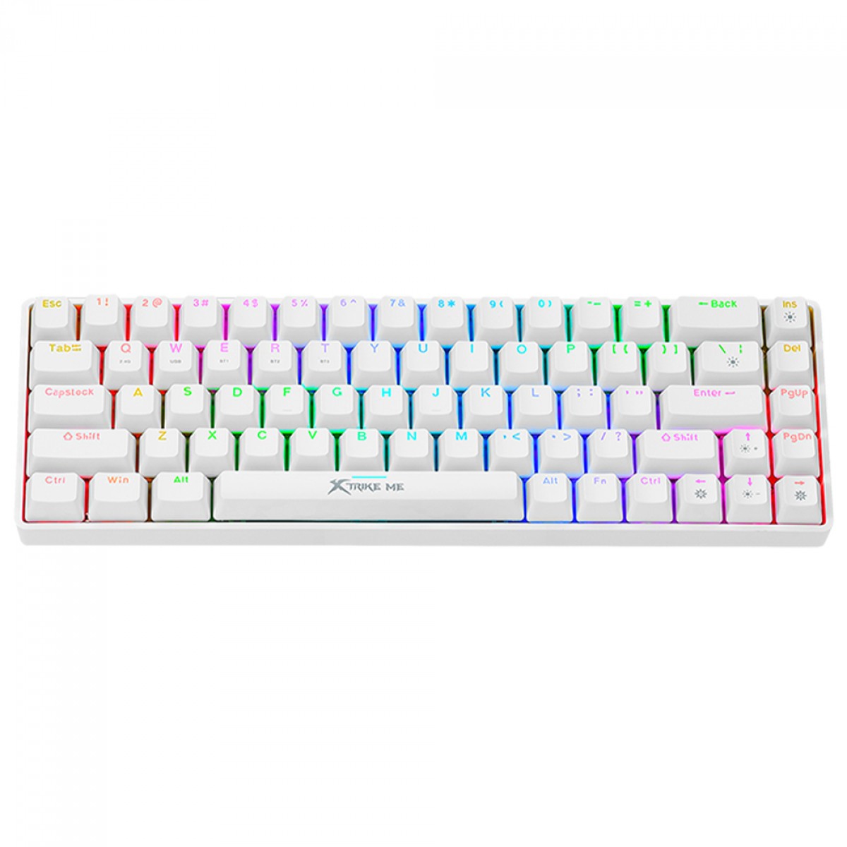 Teclado Mecânico Gamer Xtrike Me GK-995W, Wireless/Bluetooth, RGB, ANSI, 60%, Branco