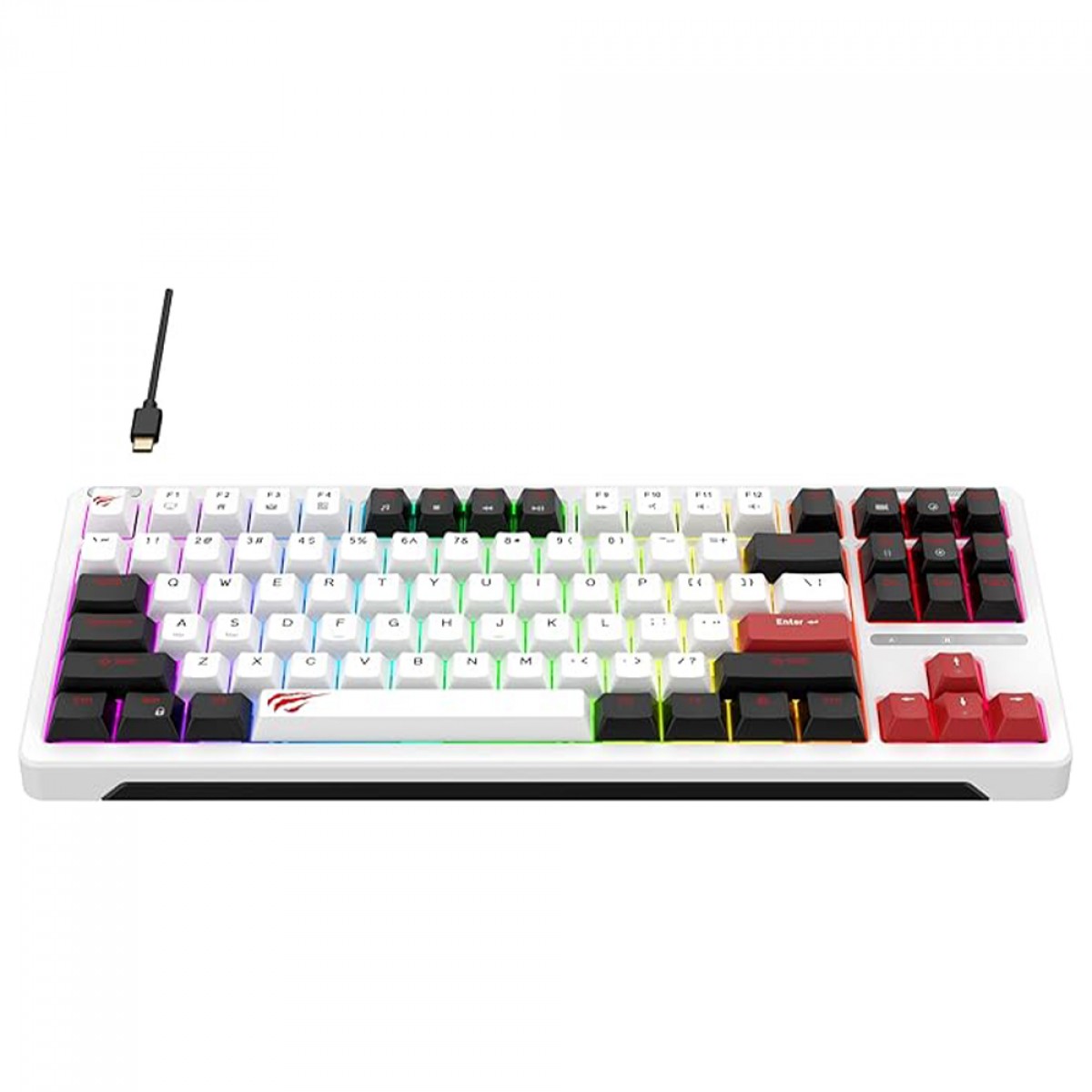 Teclado Mecânico Havit Gamenote KB902L RGB, Switch Red, Branco/Preto e Vermelho, KB902L