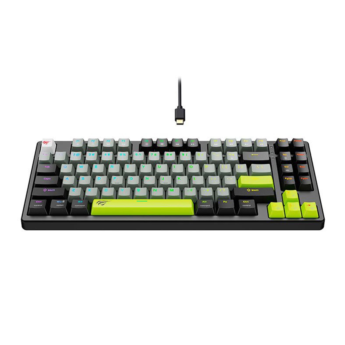 Teclado Mecânico Havit Gamenote KB904L RGB, Switch Magnético, Hall Effect, Preto/Cinza e Verde, HV-KB904L