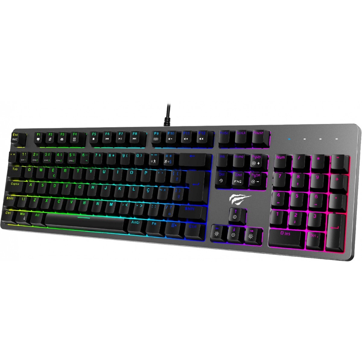 Teclado Mecânico Havit RGB, Switch Blue, ABNT-2, Black, KB492L