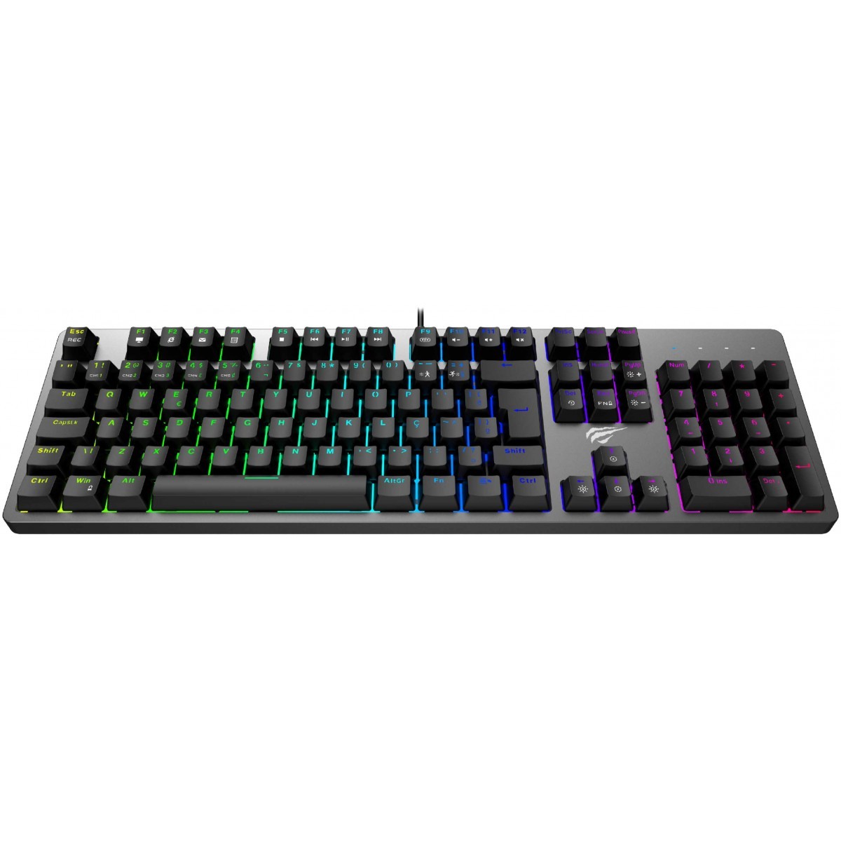 Teclado Mecânico Havit RGB, Switch Blue, ABNT-2, Black, KB492L