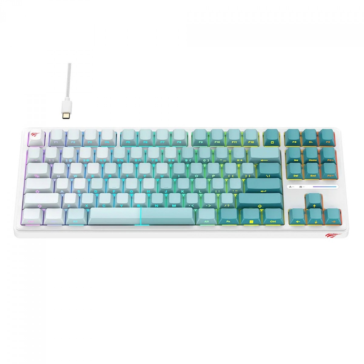 Teclado Mecânico Havit RGB, Switch Red, US, Branco/Azul, KB901L
