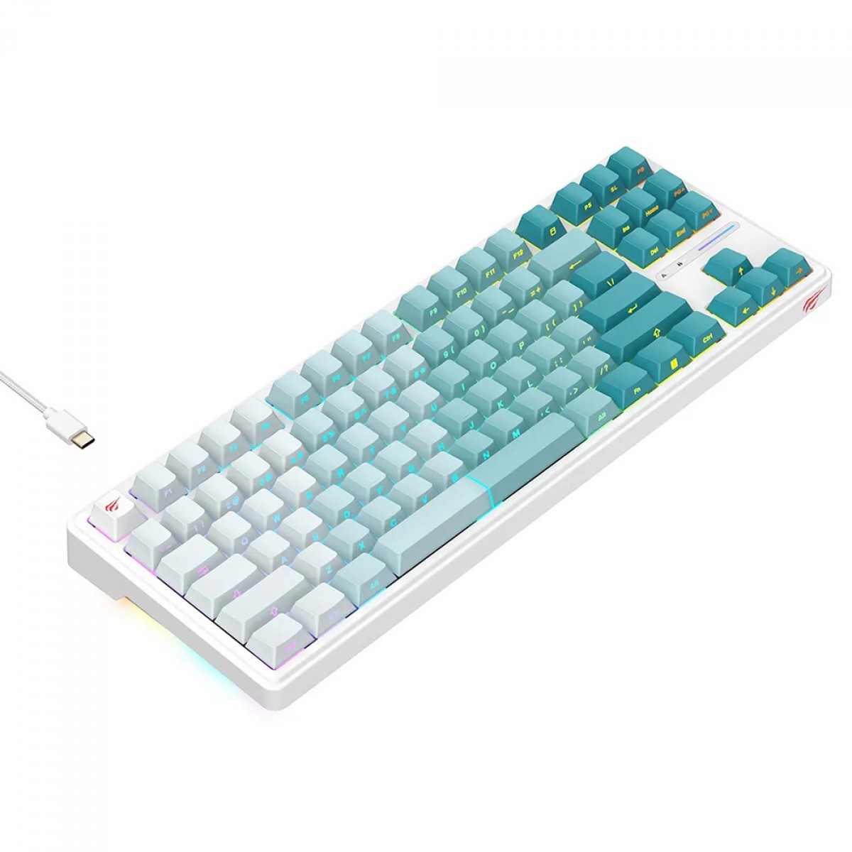 Teclado Mecânico Havit RGB, Switch Red, US, Branco/Azul, KB901L