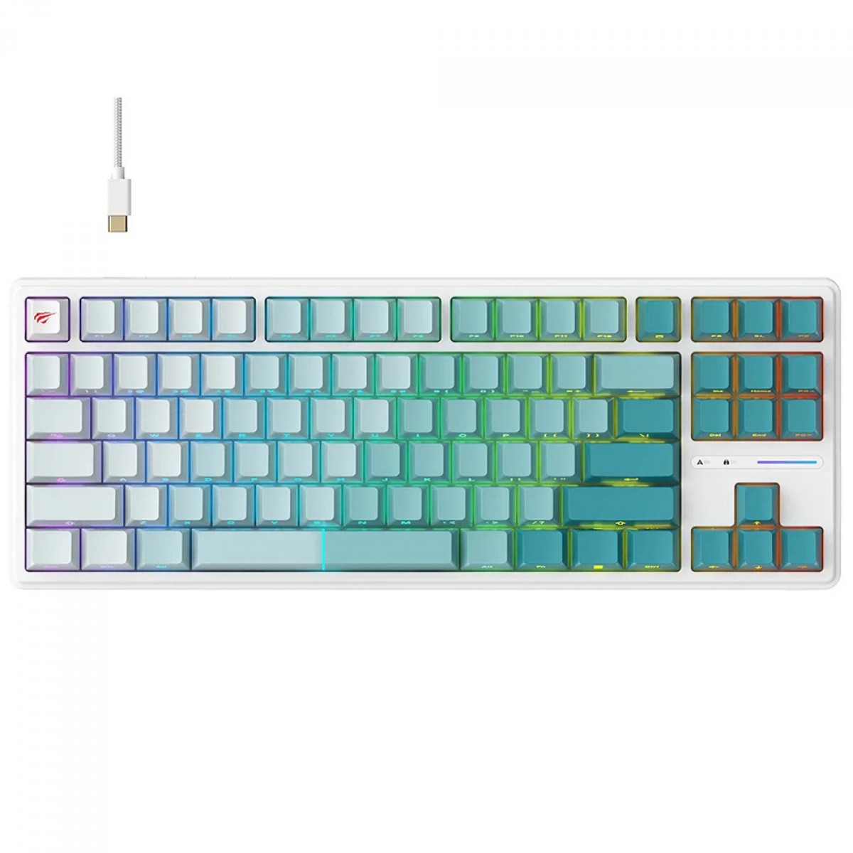 Teclado Mecânico Havit RGB, Switch Red, US, Branco/Azul, KB901L