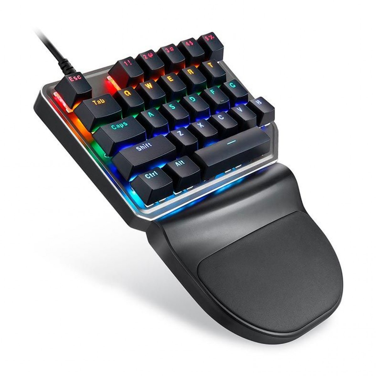 Teclado Mecânico Motospeed K27 One Hand, Black, Switch Blue, Rainbow, FMSTC0014PTO