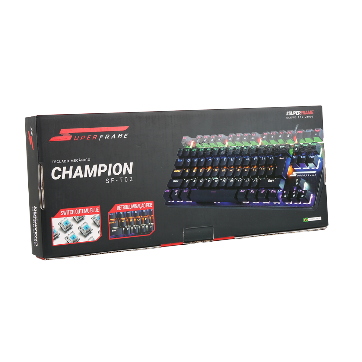 Teclado Mecânico Gamer SuperFrame CHAMPION, Rainbow, Switch Outemu Blue, ABNT2, Black   